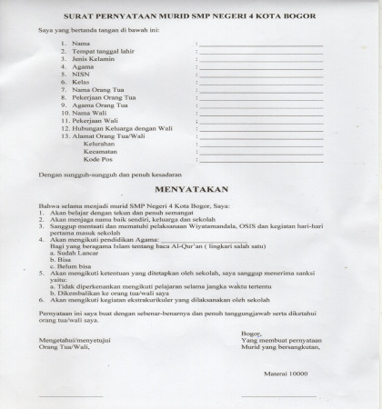 Surat Pernyataan Murid